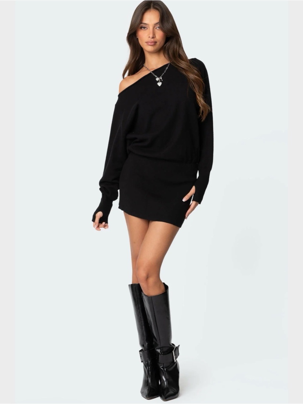 Edikted Eve Off Shoulder Knit Mini Dress